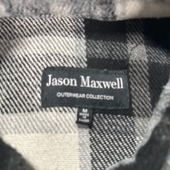 Jason Maxwell Womens Black White Plaid Chore Shacket Medium Shirt Jacket Fall - Picture 12 of 15
